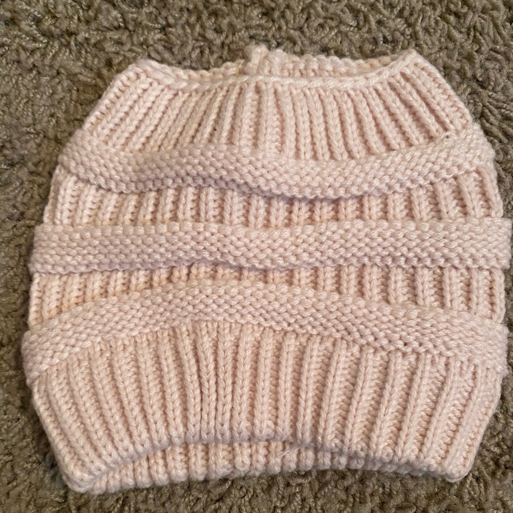 NWOT Light Pink Ponytail Beanie